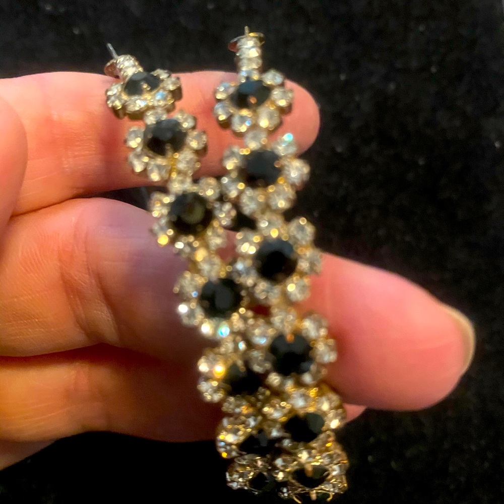 LARGE HOOP Flower Stone Pattern Earrings
